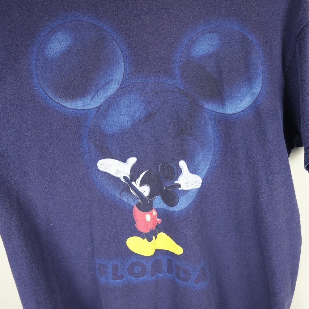 Vintage 90s Mickey Mouse Florida Shirt Navy Large 21.5x28 - Picture 2 of 7